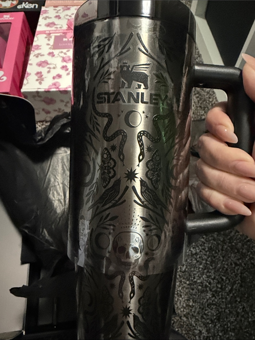 Stanley Black 30 oz Travel Mug with Skull & Floral Graphic special edition